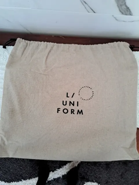 L/Uniform — Mala de Senhora em Lona e Pele, Caqui e Azul-Marinho (Nova)