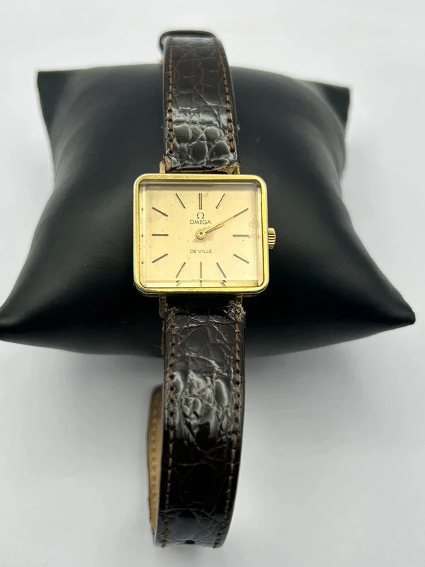 Relógio Vintage Omega De Ville Retangular – Ouro & Elegância Intemporal (Revisão