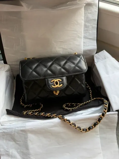 Bolsa Chanel Caviar Mini Flap com alça superior