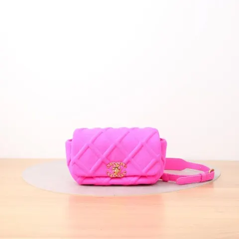 Chanel 19bolsa de ombro de algodão