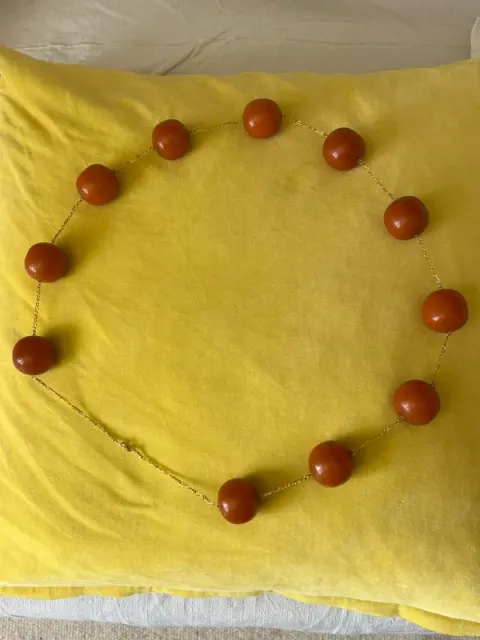 Collier ancien 1930 Caramelo Faturan Bakélite 174g placa ouro conserto formiga vin