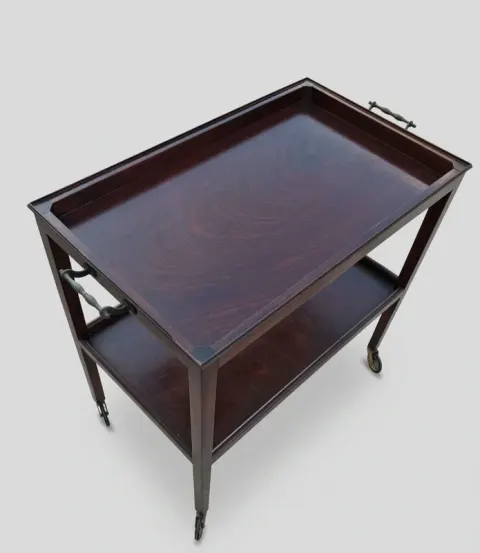 Carrinho de Bebidas / Chá Vintage em Madeira com Marquetaria