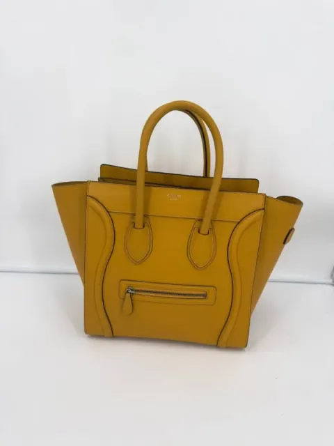 Bolsa de bagagem Celine em couro de bezerro 100% ocre açafrão