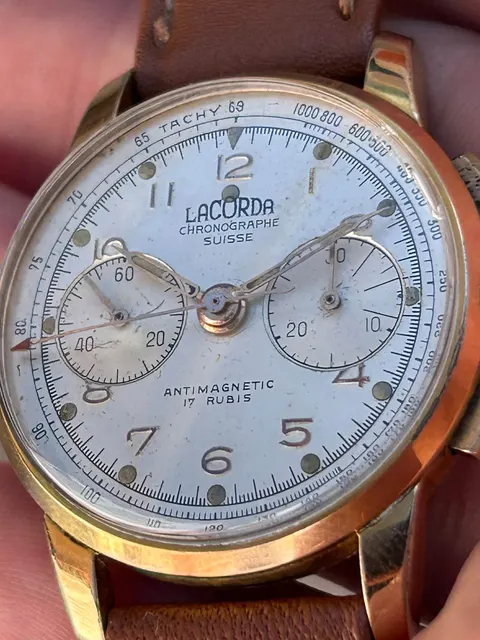 Relógio Cronógrafo Vintage Lacorda – Chronographe Suisse – Corda Manual – Plaque