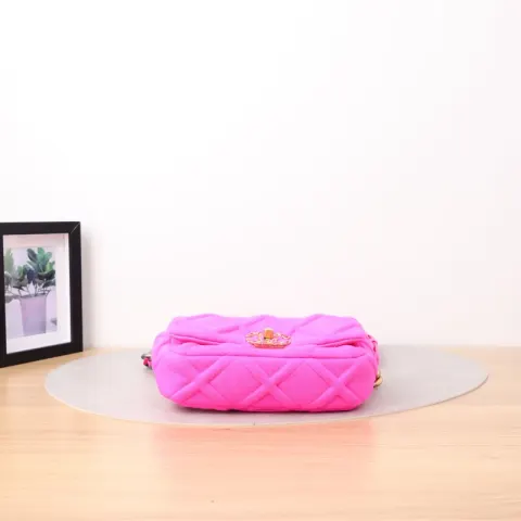 Chanel 19bolsa de ombro de algodão