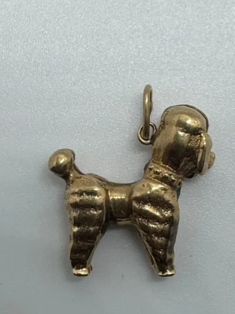 Ciondolo vintage Barboncino 7g em ouro 9 kt com occhi em rubino